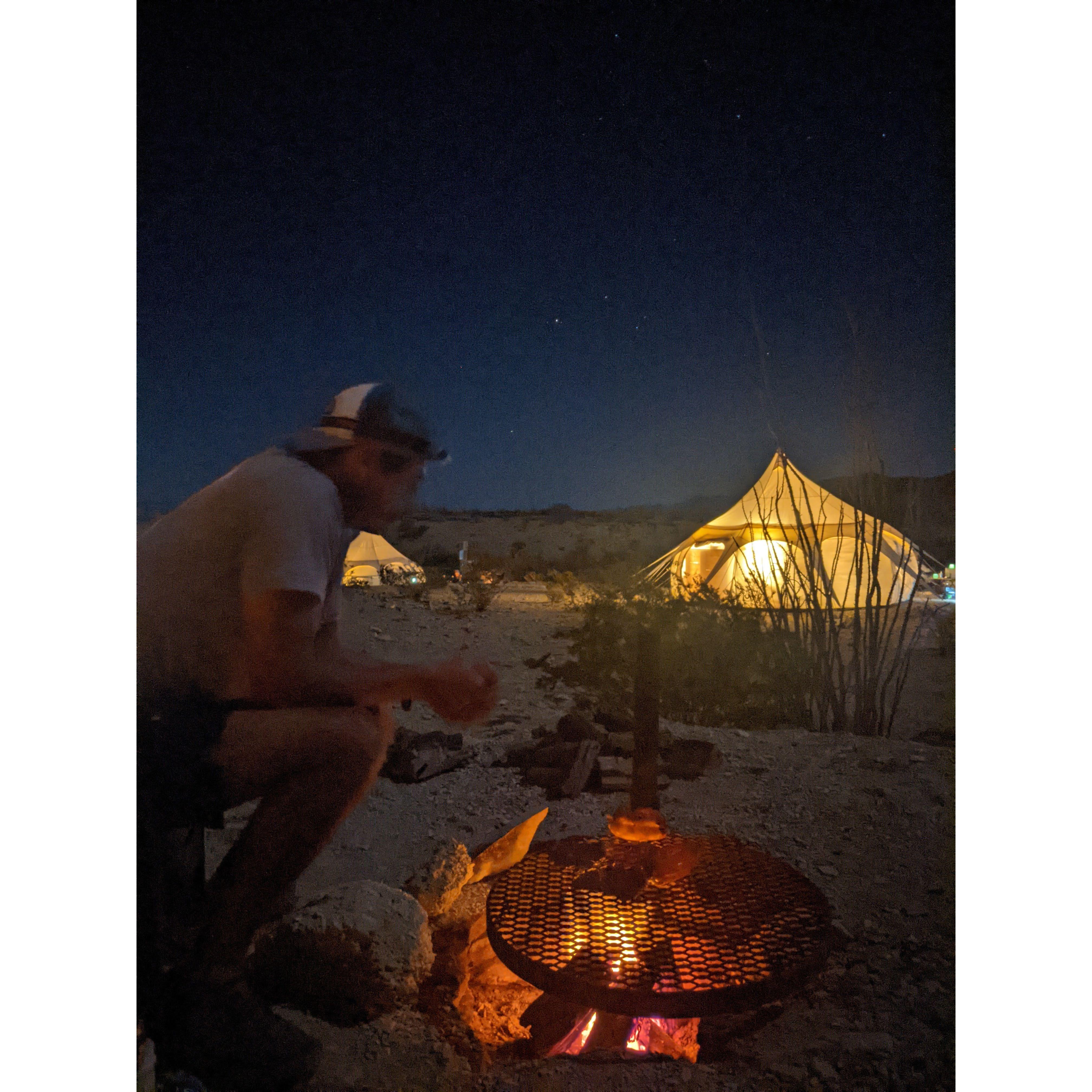 Grilling dinner in Terlingua, Texas - Nov '20
