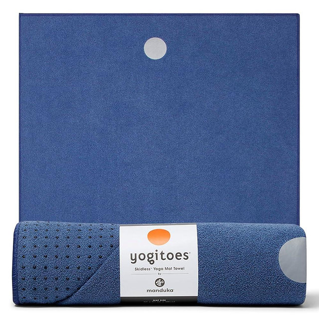 Manduka Yogitoes Hot Yoga Mat Towel - 71" | Moisture Activated Grip | Patented Silicone Nubs | Highly Absorbent, Durable & Easy Care | Made from Recycled Materials | 71 x 24 Inches | Moon