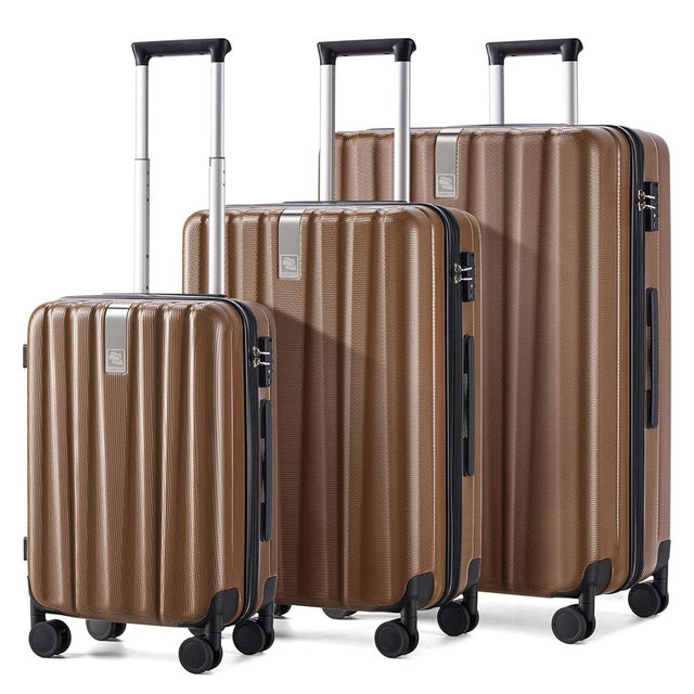 Hanke Luggage Sets 3 piece Carry On Luggage with Wheels PC Hard Shell Suitcases Lightweight Checked Tsa Luggage Extra Large Travel Suitcase Woman Men 20/24/29 Inch （Brown）