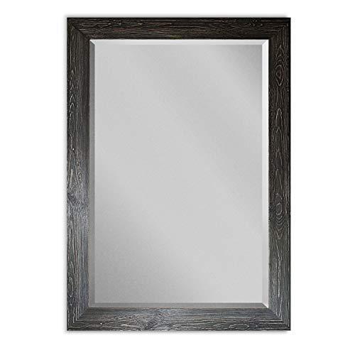 Vanity Mirror Rectangular Barnwood Framed Wall Mirror for Home Decor, Vertical or Horizontal Hanging, 41" x 29"-Black