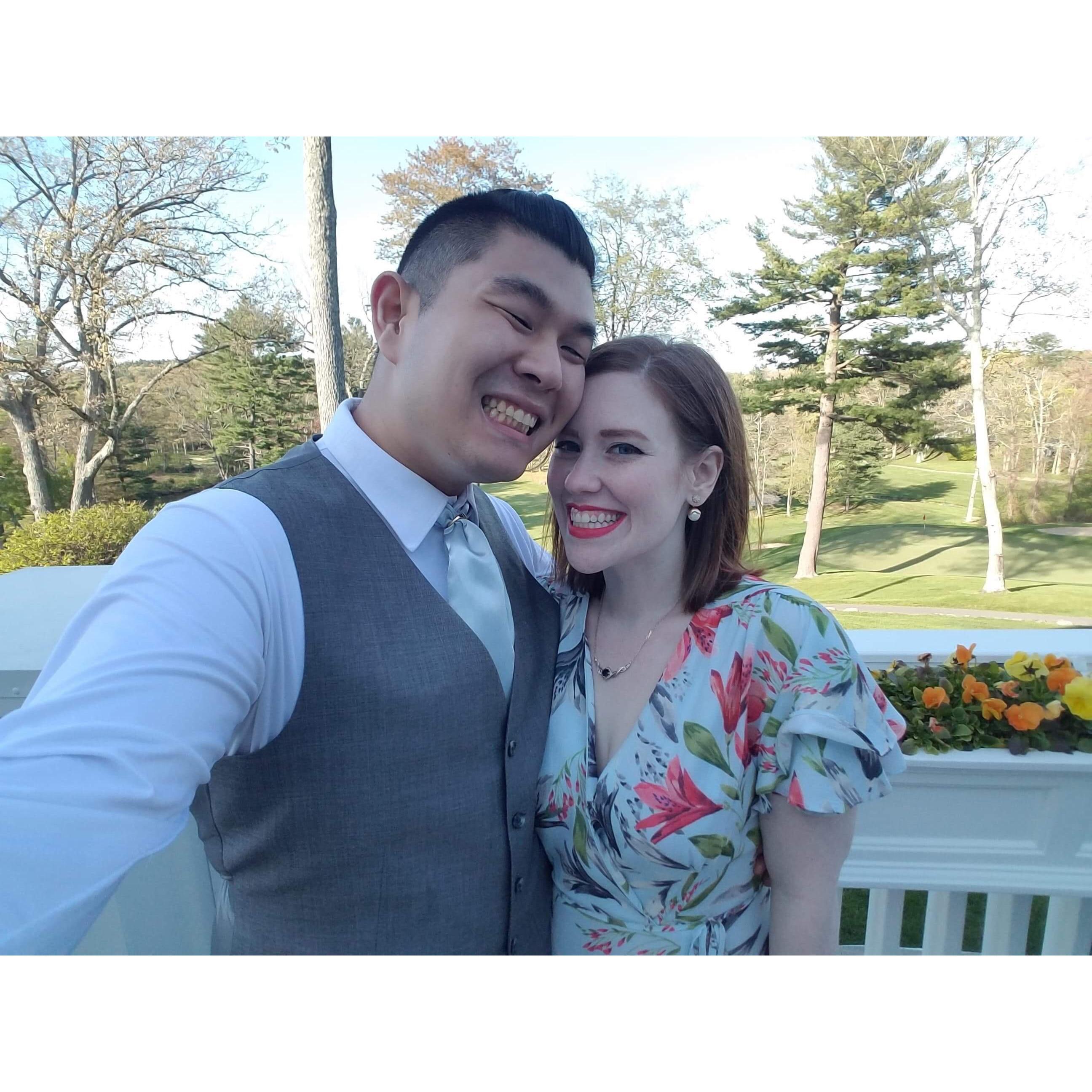 At Alex and Amanda's wedding in May 2019. Our first wedding as eachother's forever +1s!