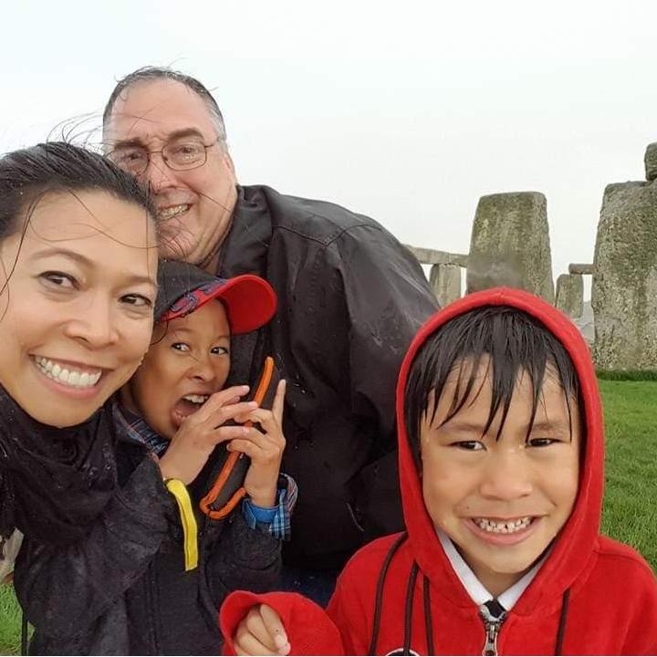 Greeted by hail at Stonehenge. London trip, UK 2016.