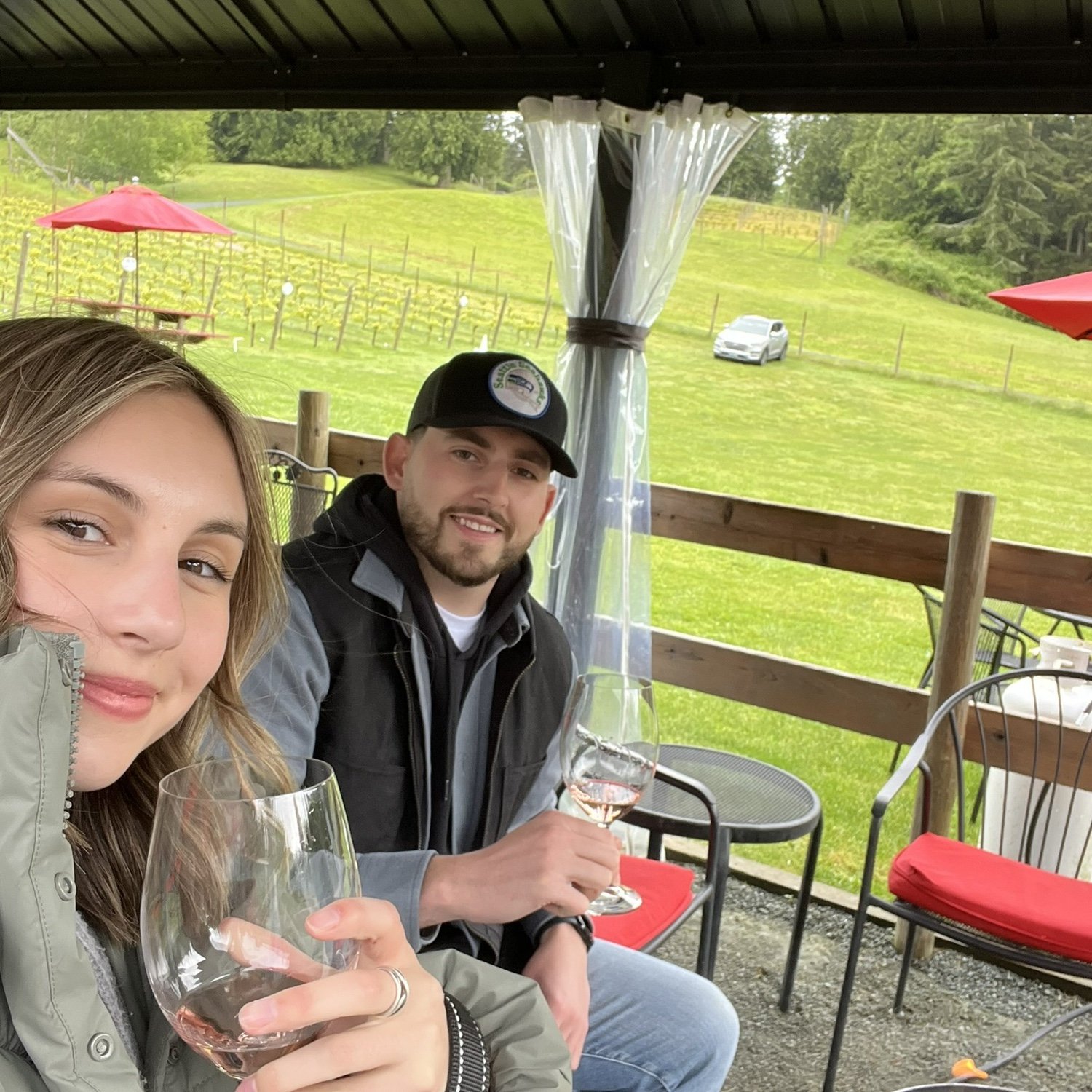 We went wine tasting at Dancing Fish (and had no idea it would be our future wedding venue!)