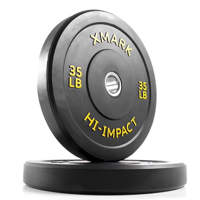 XMark Hi-Impact Bumper Plate Weight Plate for Olympic Barbell, Strength Training Bumpers for Home, School Weight Rooms, and Club Gyms