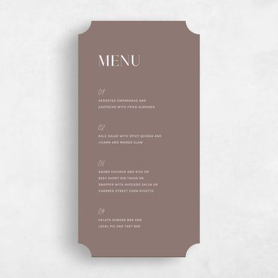 Brown Ticket Wedding Menu - Latona