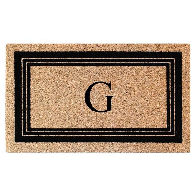 A1HC Natural Coir Flock Monogrammed Door Mat for Front Door 18"x30", Anti-Shed Treated Durable Doormat for Entrance, Heavy Duty, Thin Profile, Easy to Clean, Long Lasting, Front Door Entry Doormat