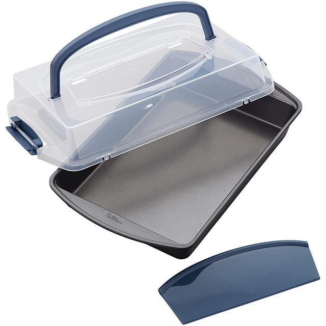Wilton Perfect Results Non-Stick Oblong Cake Pan with Lid and Cutter, 3-Piece Set