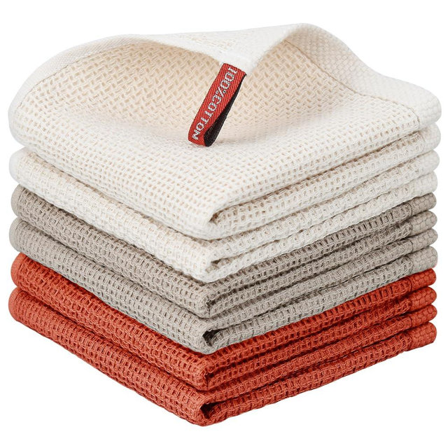 Nialnant 6 Pack Dish Cloths,Soft Absorbent Quick Drying Dish Towels for Drying Dishes,Dish Rags,Cleaning Rags-12x12 Inch