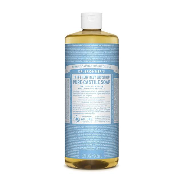 Dr. Bronner's 18-In-1 Hemp Baby Pure Castile Soap - Unscented - 32 fl oz