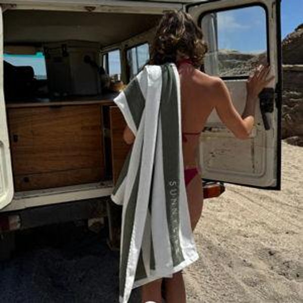 Luxe Towel | The Vacay Olive Stripe