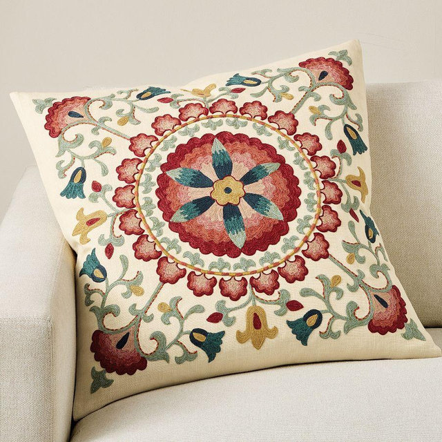Paige Suzani Embroidered Pillow, 24 Inches, Multi