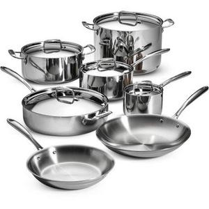 Tramontina 12-Piece Tri-Ply Clad Cookware Set, Stainless Steel - Walmart.com