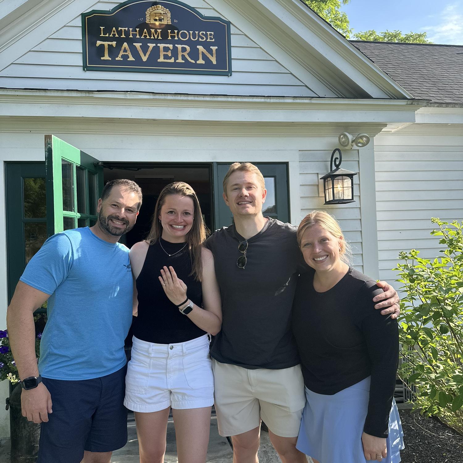 Engagement celebration dinner in New Hampshire with Sami and Gabe. We love our trips with these two!