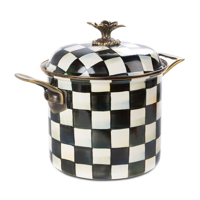 Mackenzie-Childs Courtly Check Enamel 7 Qt. Stockpot