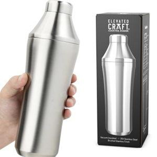 Elevated Craft Hybrid Cocktail Shaker - Premium Vacuum Insulated Stainless Steel Cocktail Shaker - Innovative Measuring System - Martini Shaker for the Home Bartender - 28oz Total Volume