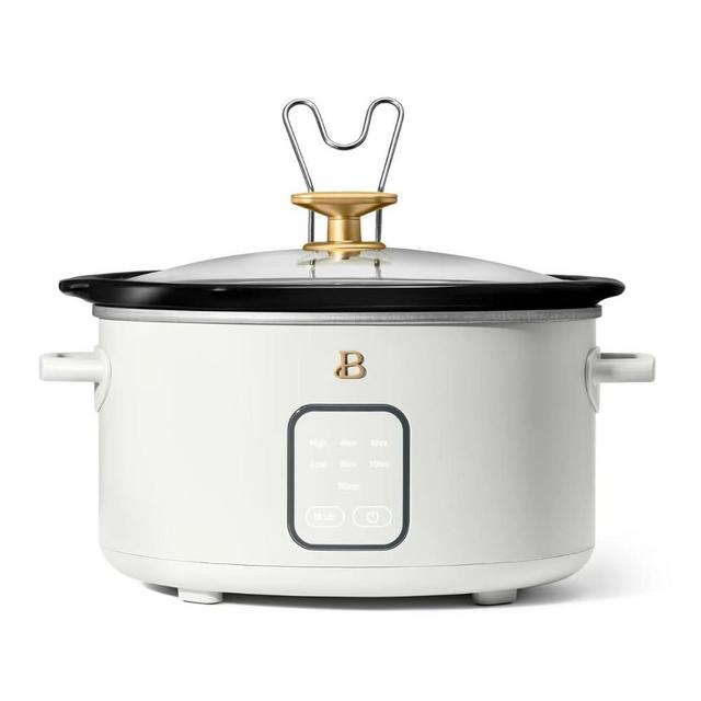 Beautiful 4-Quart Slow Cooker with Touch-Activated Display, Programmable Digital Controls, Removable Non-Stick Pot, Keep Warm Function, by Drew Barrymore (White Icing)