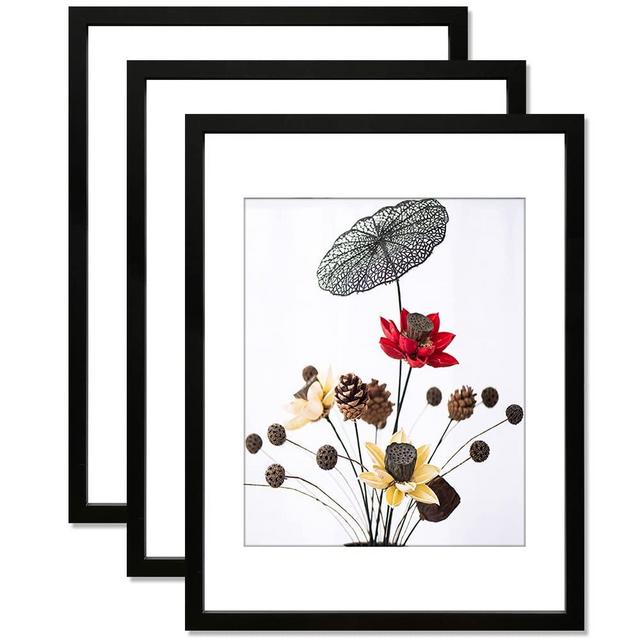 THREELOVE 18x24 Frame Black, Display 16x20 Picture with Mat or 18x24 Without Mat, Photo Poster Frame Wall Mounting, Set of 3