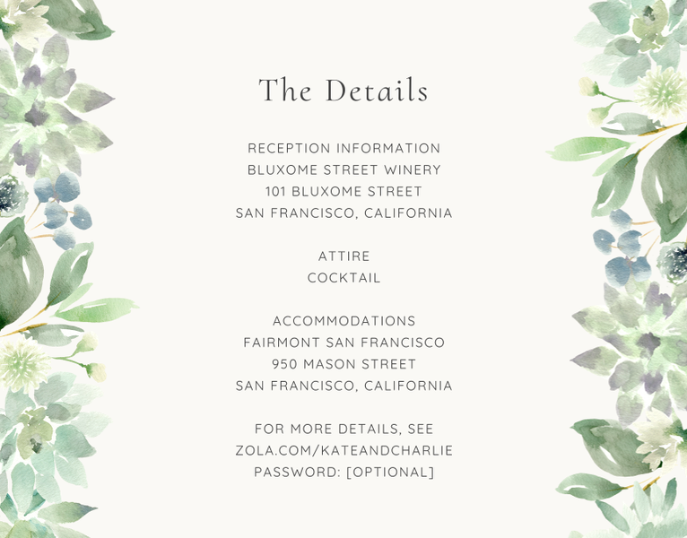 Cricket | Sage | Zola Wedding Enclosure Cards