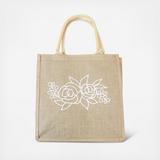 Floral Silhouette Burlap Tote