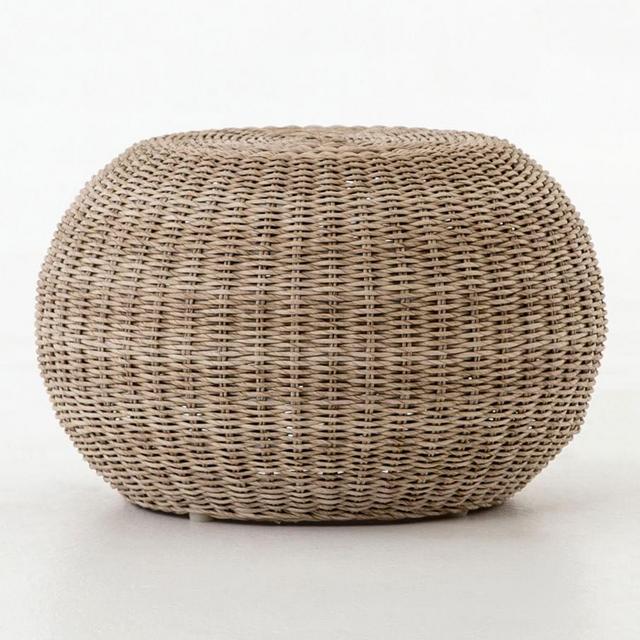 Annette Rattan Accent Stool, Vintage White