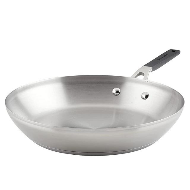 AVACRAFT 18/10 Stainless Steel Frying Pan with Lid and Side Spouts (Fi