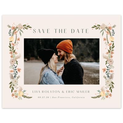 Linen, Beige Wedding Digital Save the Date - Miele Photo