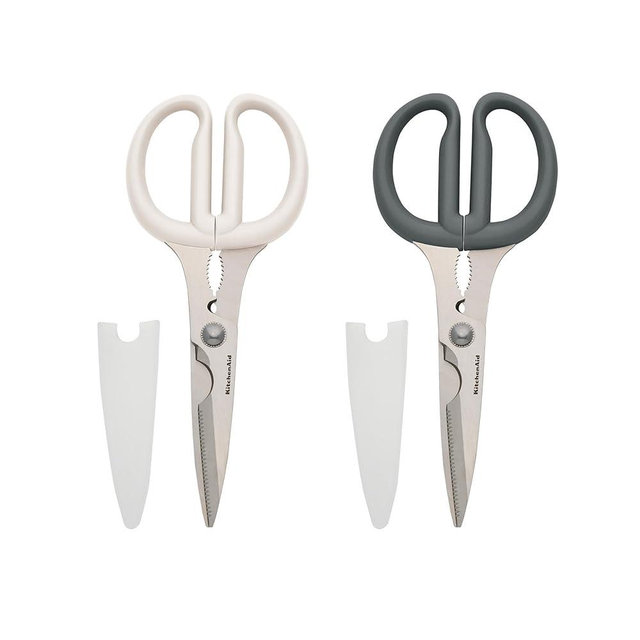 KitchenAid Multipurpose Shear Set – Versatile Scissors with Nutcracker, Bottle Opener, Ergonomic Handles with Protective Blade Covers, 2-Piece