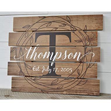 Personalized Family Name Sign Rustic Pallet Wood Monogram Wood 15x18