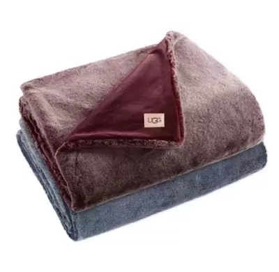 UGG® Dawson Faux Fur Throw Blanket in Cabernet