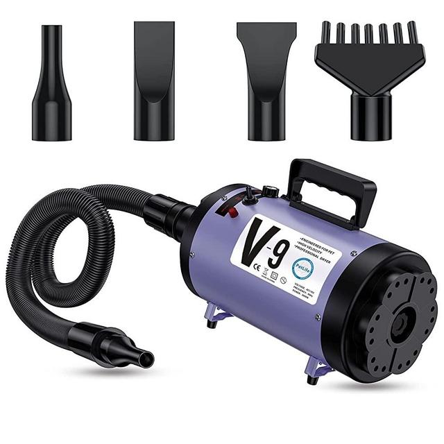 PetLife Professional 4.0HP Dog Dryer, Variable Speed Adjustable Dog Hair Blower, Dog Grooming Dryer with Heater Low Noise Pet Force Hair Dryer Household Salon