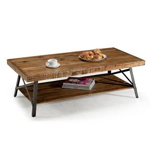 Emerald Home Furnishings - Emerald Home Chandler Rustic Industrial Solid Wood and Steel Coffee Table with Open Shelf