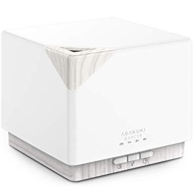 ASAKUKI 700ml Premium, Essential Oil Diffuser, 5 in 1 Ultrasonic Aromatherapy Fragrant Oil Vaporizer Humidifier, Timer and Auto-Off Safety Switch, 7 LED Light Colors