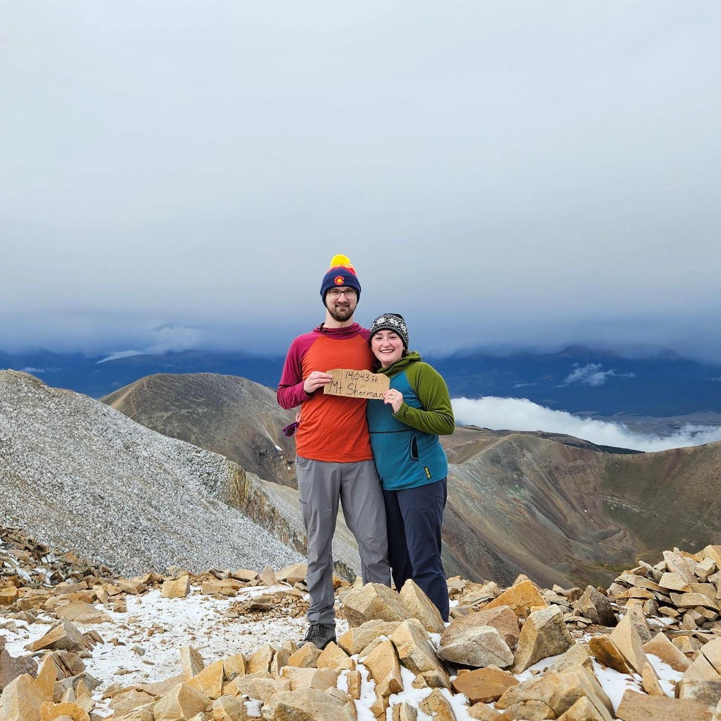 Engaged at 14,047 feet! Mt. Sherman!