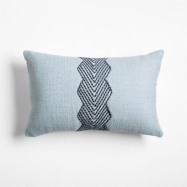 Kirra Embroidered 24"x16" Pale Blue Indoor/Outdoor Throw Pillow