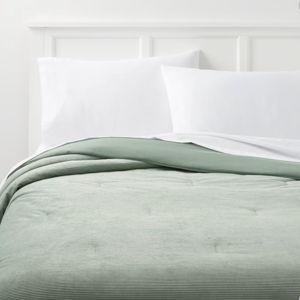 King Corduroy Plush Comforter Sage Green - Room Essentials™: Eco-Friendly, Teen-Friendly, Machine Washable