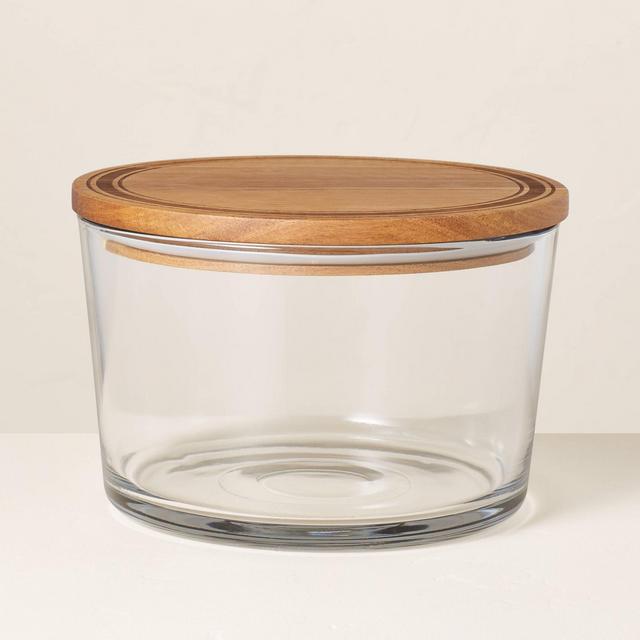 104oz Glass Serve Bowl with Wood Lid - Hearth & Hand™ with Magnolia