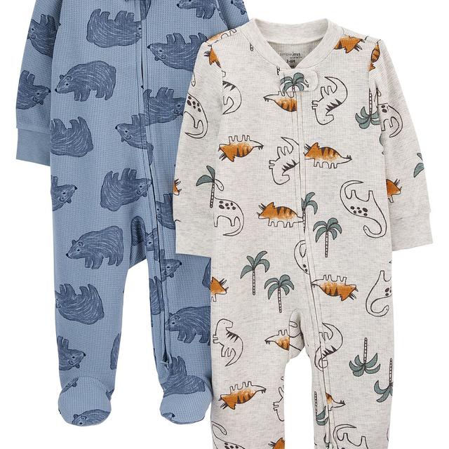 Simple Joys by Carter's Baby Boys' 2-Way Zip Thermal Footed Sleep and Play, Pack of 2