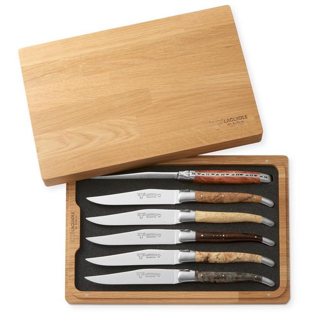 Laguiole en Aubrac Mixed Wood Steak Knife Set, Set of 6