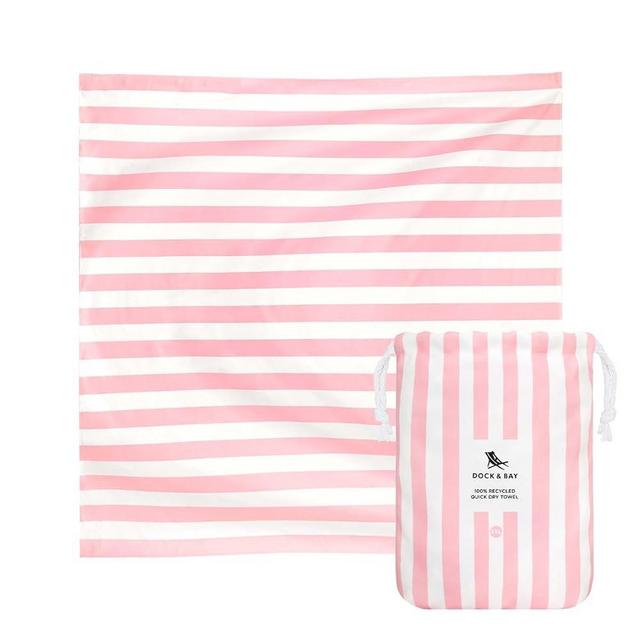 Dock & Bay Beach Towel - Quick Dry, Sand Free - Compact, Lightweight - 100% Recycled - Includes Bag - Cabana Light - Malibu Pink, Double Extra Large (180x200cm, 70x78)