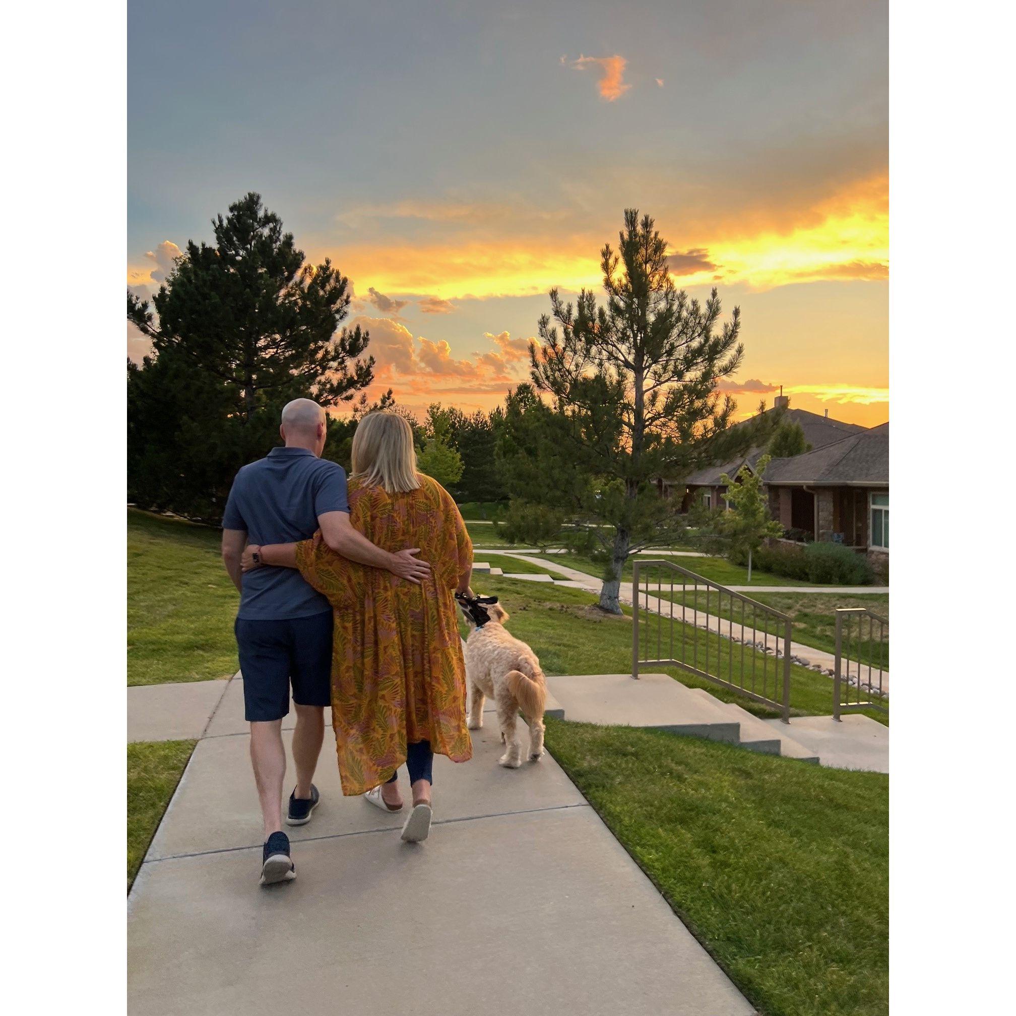 Nightly stroll through our neighborhood with Clark