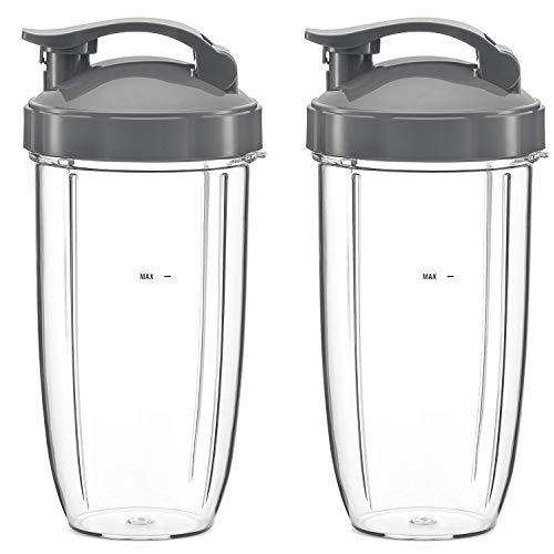 NutriBullet Flip Top To Go Lid with 32oz Tall Cup,Fits Nutribullet 600W 900W Blenders (2 Pack)