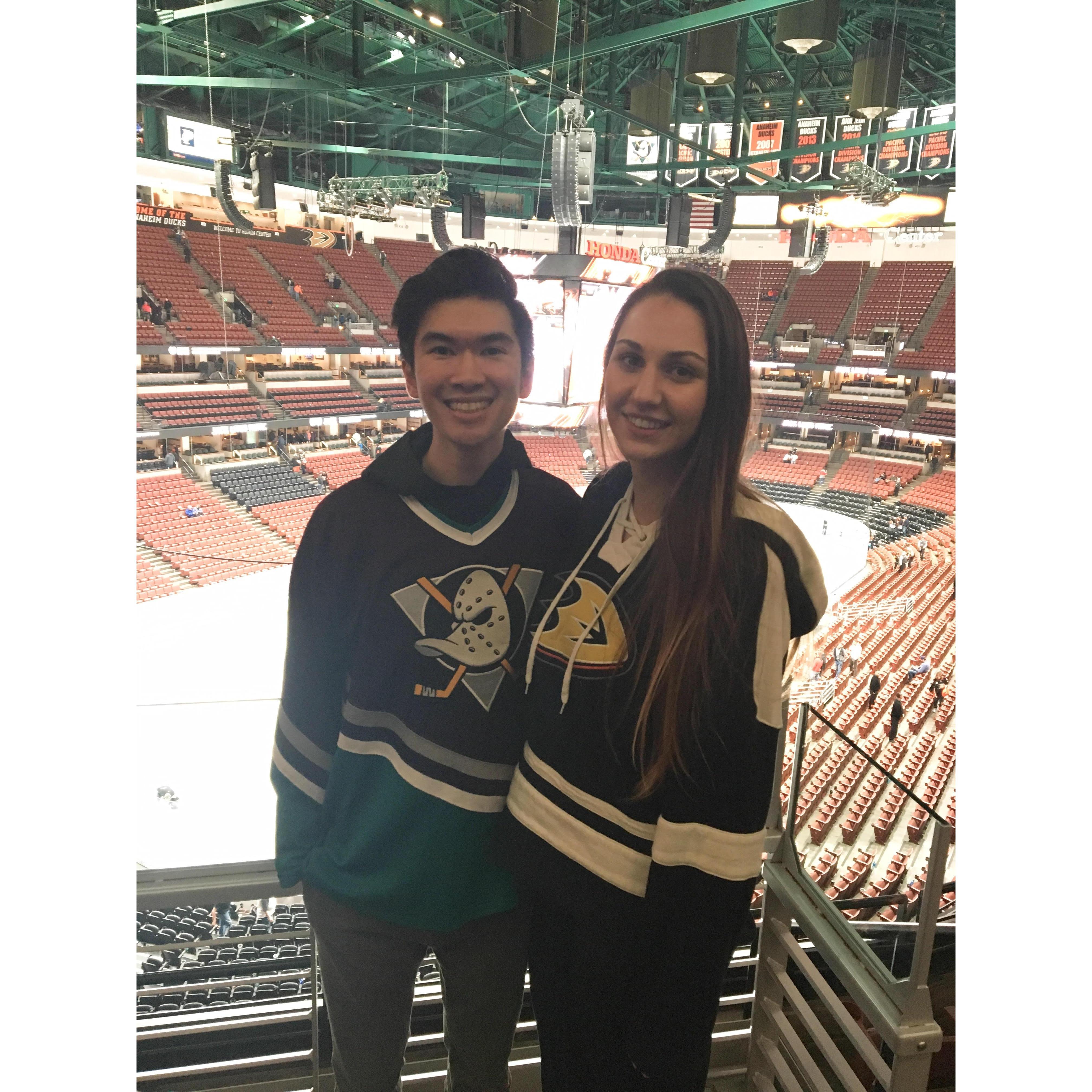 At an Anaheim Ducks game