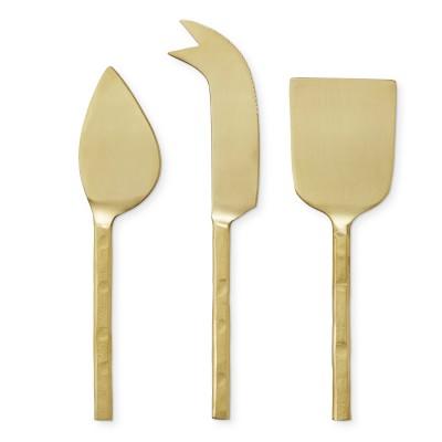 Gold Textured Cheese Knives, Set of 3