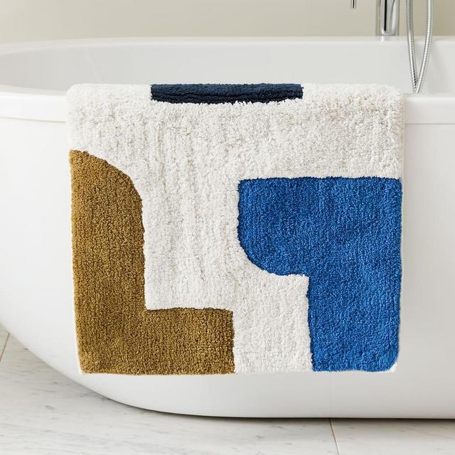 Organic Abstract Shapes Bath Mat, Midnight, 20"x34"