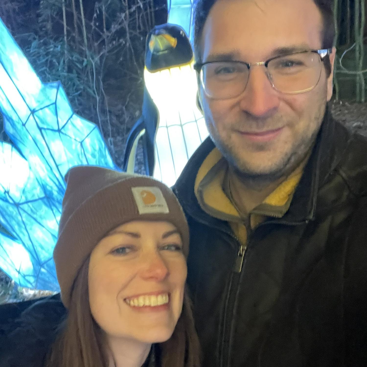 At a Christmas light display!