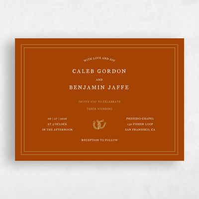 Dark Rust, Orange Wedding Invitation - Marana Landscape