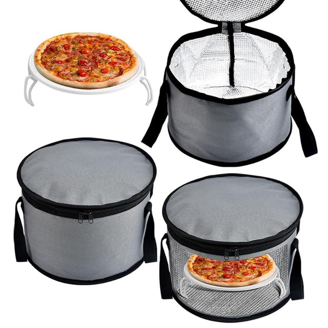 3 Sets Pie Carrier with Lid and Handle Insulated Casserole Carrier with Dish Tray Plate Stacker Reusable Insulated Cake Cooler Carrier Bag for Potluck Picnic (11 * 7 Inches,Grey)