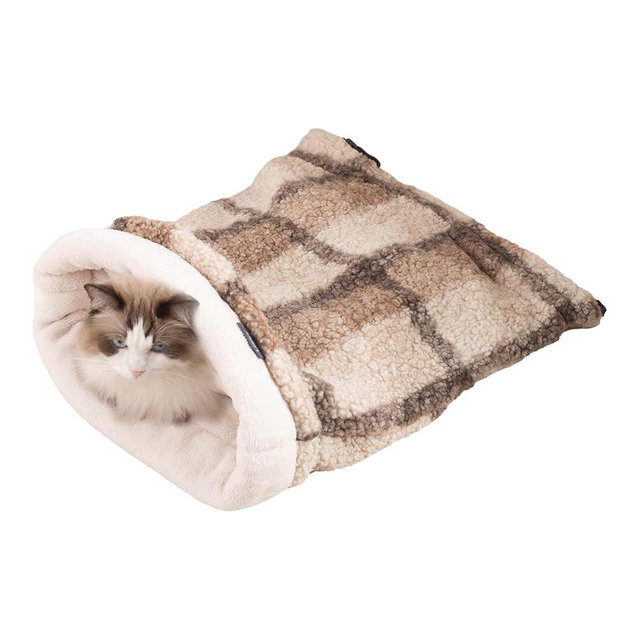 Meowgod Cat Bed Cave Sleeping Bag, Pet Mat Warming Pad Sack for Cats and Small Dog,Burrowing Cozy Soft Comfortable Bed(for Small and Medium Cats)