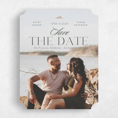 Green Ticket Wedding Save the Date - Finch Photo