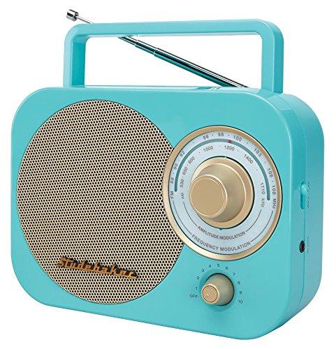 Studebaker SB2000TG Turquoise/Gold Retro Classic Portable AM/FM Radio with Aux Input Limited Edition